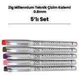 Zig Millennium 0.8 mm 5'li Teknik Çizim Kalemi