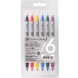 Zig TCS-6000T/6V 6'lı Clean Color F Çift Uçlu Marker Kalem