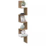 Zig Zag Köşe Duvar Rafı/Kitaplık Atlantik Çam 20x20x130 Modern Minimalist Köşe Rafı
