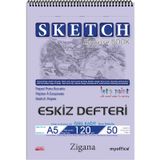 Zigana A5 Spiralli Eskiz Defteri – 50 Yaprak 120 G Çizim Kağıdı Sketchbook