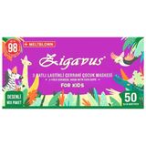 Zigavus 3 Katlı Lastikli Beyaz Cerrahi Çocuk Maskesi Telli 50'li (ÜTS Kayıtlı)