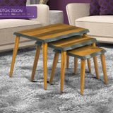 Zigon 18241 Kutuk Desen Sehpa Ceviz Gri Ahsap Kayin Torna Retro Ayak El Yapim