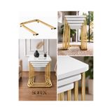 Zigon 4 LÜ TEKERLEKLİ METAL AYAK SEHPA MDF ( GOLD BEYAZ )