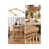 Zigon 4 LÜ TEKERLEKLİ METAL AYAK SEHPA MDF ( GOLD ÇAM )