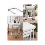 Zigon 4 LÜ TEKERLEKLİ METAL AYAK SEHPA MDF ( KROM BEYAZ )