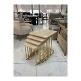 Zigon 4'LÜ TEKERLEKLİ (ESKİTME GOLD-TRAVERTEN) SEHPA