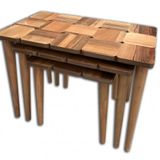 Zigon Ilgz 12486 Karelı Tabla Kayin Retro Ayak Acik Ceviz Nature Boya El Yapim