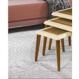 Zigon Osm 11829 Cerceve Model Sehpa Parlak Ceviz Krem Ahsap Kayin Ayak El Yapim