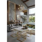 Zigon RİO 5Lİ SET 4+1 pizza 5li set ORTA SEHPA GOLD beyaz mermer