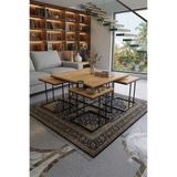 Zigon RİO 5Lİ SET 4+1 pizza 5li set ORTA SEHPA Siyah ÇAM MDF