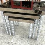 Zigon Sehpa 12459 Elma Model Beyaz Parlak Ayna Kaplama Tabla Ahşap Kayın El Yapım