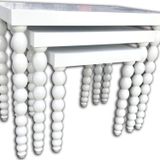 Zigon Sehpa 13821 Elma Model Beyaz Parlak Beyaz Lake Ahşap Kayın Ayak El Yapım