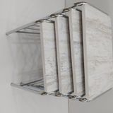 Zigon Sehpa 14005 Demet Metal Model Nikelaj Ayak Ahşap Mermr Dalga Desen El Yapım