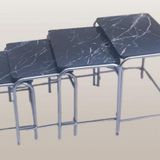 Zigon Sehpa 14006 Demet Model Metal Nikelaj Ayak Siyah Mermer Desen Tabla El Yapı