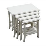 Zigon Sehpa 14608 Klasik Model Ahşap Kayın Parlak Beyaz Lake Renk 4Lü El Yapım