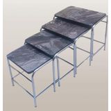 Zigon Sehpa Demet Model Metal Nikelaj Ayak Açık Siyah Mermer Desen Tabla El Yapım