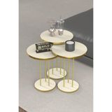 Zigon Sehpa Terra 3 Lü Set Gold Krem