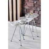 Zigon Sehpa Ve Orta Sehpa Elips Gümüş Metal Ayak Gümüş Efes Set