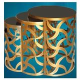 Zigon Zlf 14139 Cnc Rüzgar Gülü Model Sehpa Metal Gold Kaplama Siyah Temper Cam