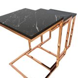 Zigon Zlf 17145 C Model Sehpa Metal Rose Kaplama Mdf Siyah Mermer Tabla El Yapım