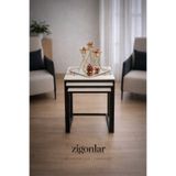 ZİGONLAR 3’lü Zigon Sehpa Takımı – İnce Metal Profil Ayak – Minimal Tasarım