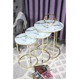 Zigonzi C Zigon Sehpa Gold Ayak Beyaz Siyah Mermer Desen Cam