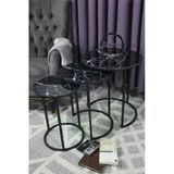 Zigonzi Siyah Metal, Mermer Desen, C Zigon Sehpa