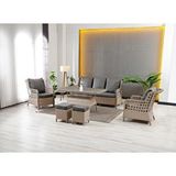 Zigonzi Vilza, 3+1+1 Rattan Bahçe Mobilyası, Cappuccino Krem