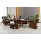 Zigonzi Vilza, 3+1+1 Rattan Bahçe Mobilyası, Kahverengi Naturel
