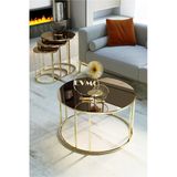 Zigonzi Yıldız 3 Lü Zigon Ve Orta Sehpa Takım Gold Ayak Bronz Ayna