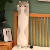 Zigver Sevimli Yumuşak Uzun Kedi Yastık Peluş Doğum Günü Hediyesi - Gri - 70 cm