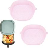 Zigver Silikon Hava Ryzler Fırın Pişirme Tepsisi Pizza Kızarmış Tavuk Airfryer Silikon Sepet Kullanımlık Airfryer Pan Liner Aksesuarları Pembe