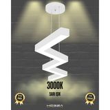 Zigzag (Beyaz Kasa, Sarı Işık) Ledli Modern Sarkıt LED Avize Salon Mutfak Oturma Odası Yatak Odası Antre Hol - Sarı Işık (3000K)