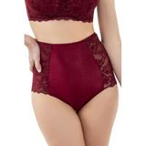 Zigzag Dantelli Yüksek Bel Kadın Hipster Külot Bordo 3XL