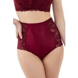 Zigzag Dantelli Yüksek Bel Kadın Hipster Külot Bordo M