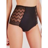 Zigzag Dantelli Yüksek Bel Kadın Hipster Külot Bordo XL