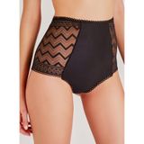 Zigzag Dantelli Yüksek Bel Kadın Hipster Külot Siyah XL