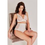 Zigzag Desenli Dantelli Push Up Destekli Sütyen Ekru 85D