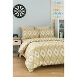 Zigzag Desenli Sarı Pamuklu Tek Kişilik Nevresim Takımı - Mavi - 160 x 200 cm