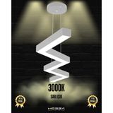 Zigzag (Gri Kasa, Sarı Işık) Ledli Modern Sarkıt LED Avize Salon Mutfak Oturma Odası Yatak Odası Antre Hol LED - Sarı Işık (3000K)