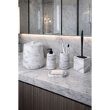 Zigzag Home Dekoratif 5‘ Li Mermer Desen Banyo Seti Çöp Kovası, Silikon Fırça , Sıvı Katı Sabunluk Diş Fırçalık