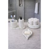 Zigzag Home Dekoratif 5 Parça Çizgili Mermer Desen Banyo Seti Katı ve Sıvı Sabunluk Tepsi Diş Fırçalık Havluluk