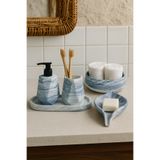 Zigzag Home Dekoratif 5 Parça Mermer Desen Banyo Seti Sıvı/Katı Sabunluk Diş Fırçalık Havluluk Tepsi Takım