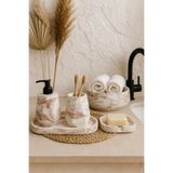 Zigzag Home Dekoratif 5 Parça Mermer Desen Banyo Seti Sıvı/Katı Sabunluk Diş Fırçalık Havluluk Tepsi Takımı