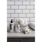 Zigzag Home Dekoratif 5 Parça Mermer Desen Oval Banyo Seti Sıvı ve Katı Sabunluk Diş Fırçalık Tepsi Havluluk