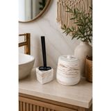 Zigzag Home Dekoratif Bohem Tarz 2 Parça Mermer Desen Banyo Seti Çöp Kovası Ve Silikon Uçlu Tuvalet fırçası Takımı Seti