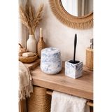 Zigzag Home Dekoratif Mermer Desen Banyo Seti 4 Lt Çöp Kovası ve Silikon Tuvalet Fırçası Banyo Düzenleyici