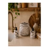 Zigzag Home Dekoratif Mermer Desen Bohem Tarz 3 Parça Mutfak Seti Tezgah Üstü Çöp Kovası Sıvı Sabunluk ve Bulaşık Deterjanlık Seti Takımı