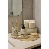Zigzag Home Dekoratif Mermer Desen Geometrik Model Banyo Seti Sıvı/Katı Sabunluk Diş Fırçalık Tepsi Havluluk Set