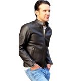 Zik Hakiki Deri Ceket, Slim Fit, Dik Yaka, Fermuarlı, Spor Tasarım, Kahverengi,Erkek Ceket (Koyu Kahverengi Zik Deri, XXS)